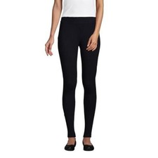 NWT LANDS' END WOMEN'S PETITE STARFISH COTTON SPANDEX LEGGINGS BLACK PM