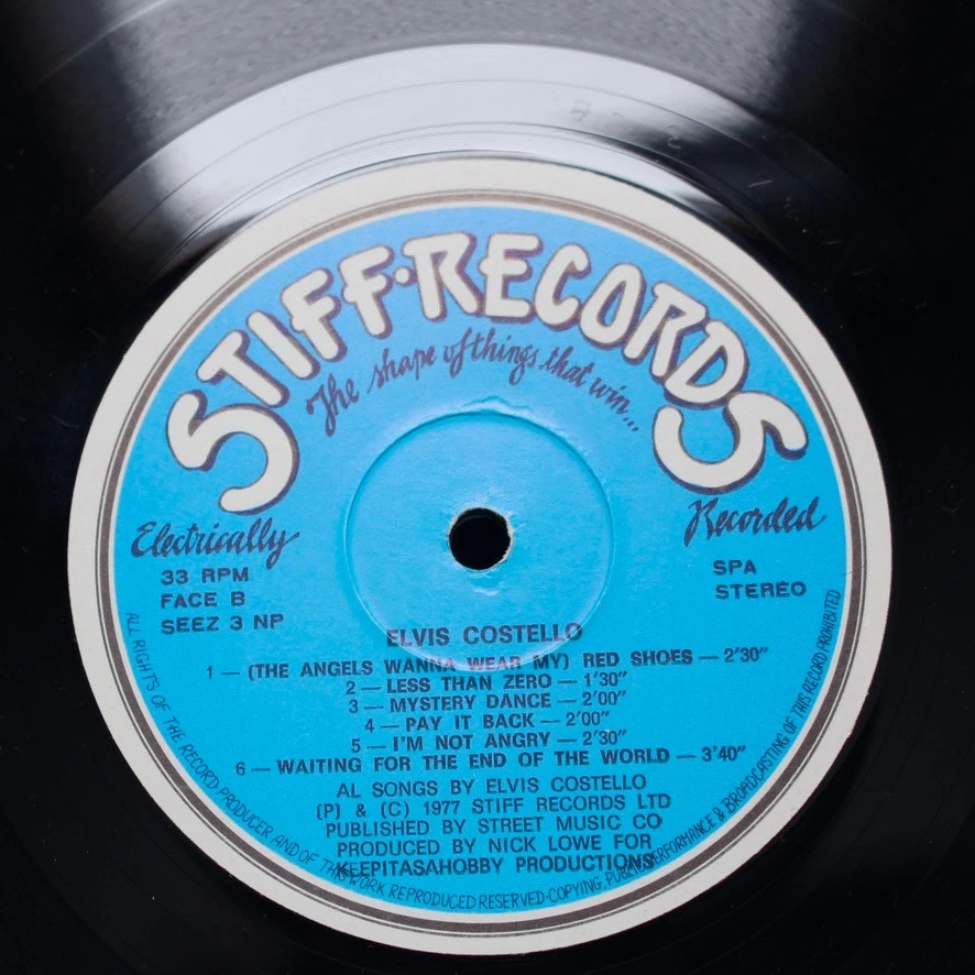 RARE GREEN COVER ORIGINAL 1977 ELVIS COSTELLO AIM VINYL LP EX RARE - Image 4 of 4