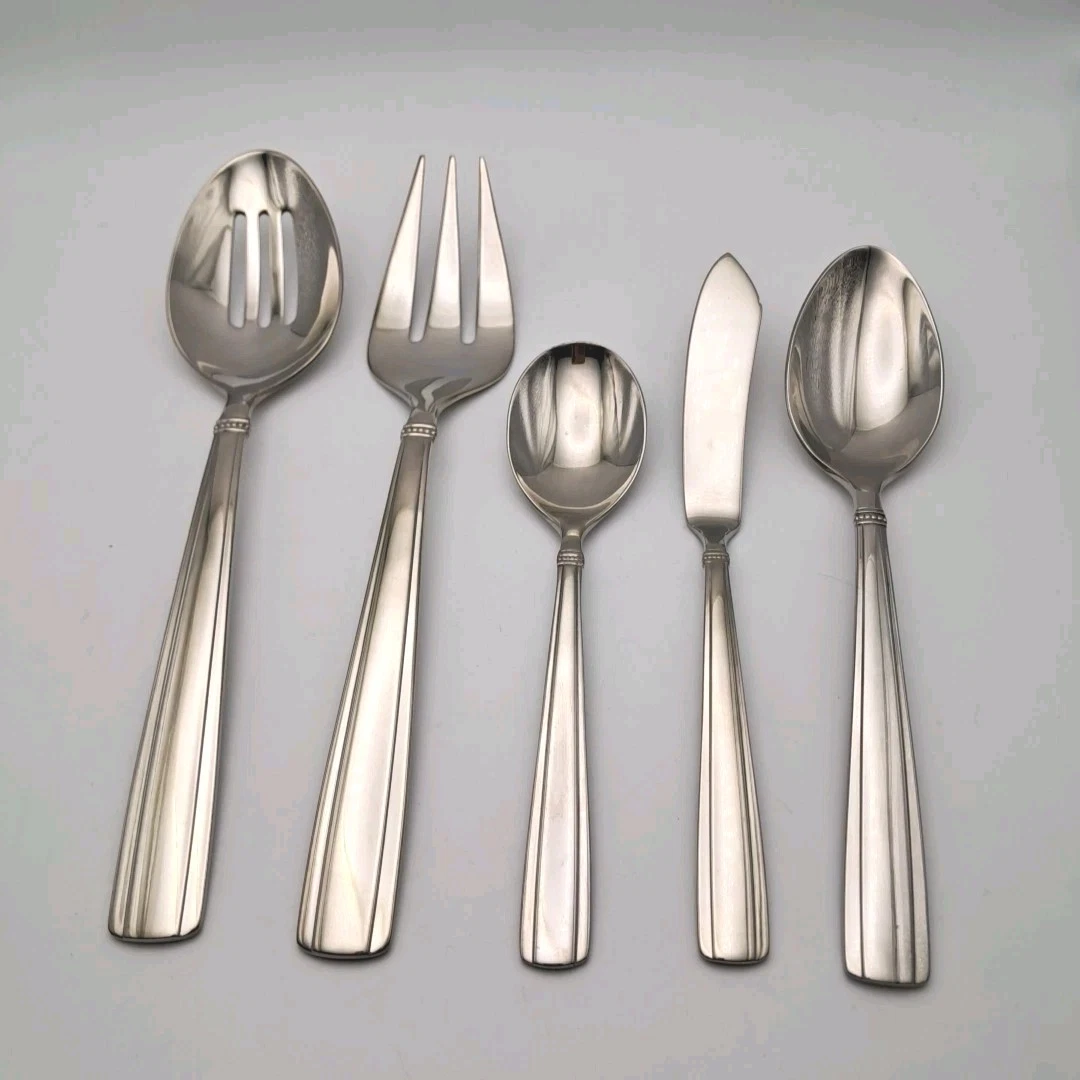 Reed & Barton Andover Pearl 4 Piece Server Set + Spoon 18/10 Stainless Flatware