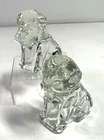 2 Vintage Clear Federal Glass Mopey Dog Puppy Candy Containers 1940s Collectible