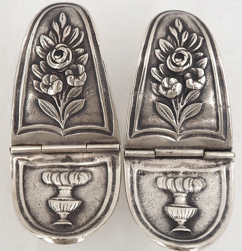 Paire de navette à encens, encensoir église, bronze argenté, XVIIIe. - Photo 4/4