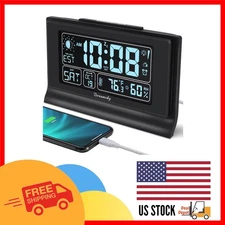 Smart Digital Alarm Clock with Auto Set & USB Port - Battery Backup Included