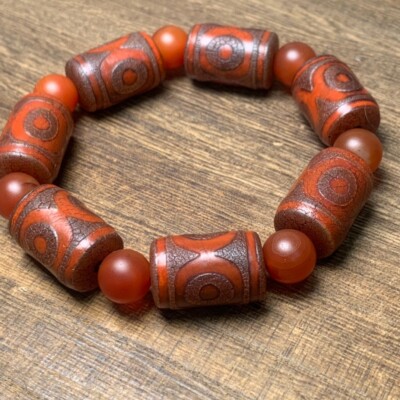 Old Tibetan Nepalese Himalayan FYM Ancient Old Dzi Talisman 3 eye Beads Amulet