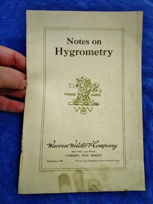 #ad 1909 WARREN WEBSTER amp; CO CAMDEN NJ Notes Hygrometry Air Washer amp; Humidifier $14.04
