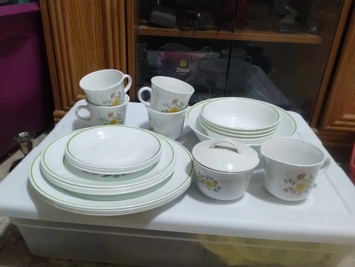 Vintage Corning Corelle 1977 Spring Meadow 23 Piece Dinnerware Service for 4 +