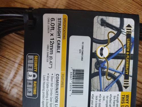 Onguard Bike Lock 6’ x .47” Combo Cable Bike Lock NEW!! - Picture 11 of 11