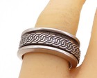 925 Sterling Silver  Vintage Dark Tone Link Pattern Spinner Ring Sz 9  RG3641 — photo 1