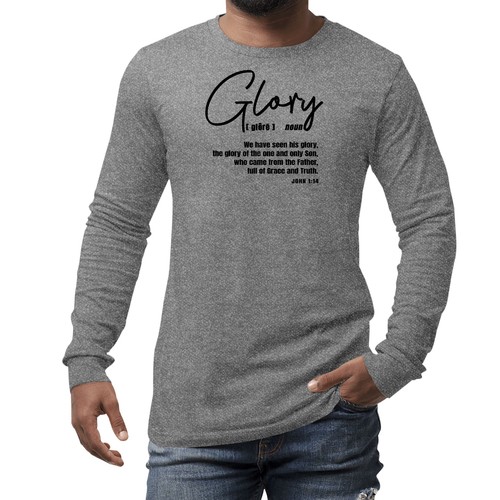 Mens Long Sleeve Graphic T-shirt Glory - Christian Inspiration - Black - Picture 37 of 60