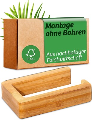 Toilettenpapierhalter Bambus zum Kleben Klopapier Toilettenrollen Halter  Holz | eBay.de