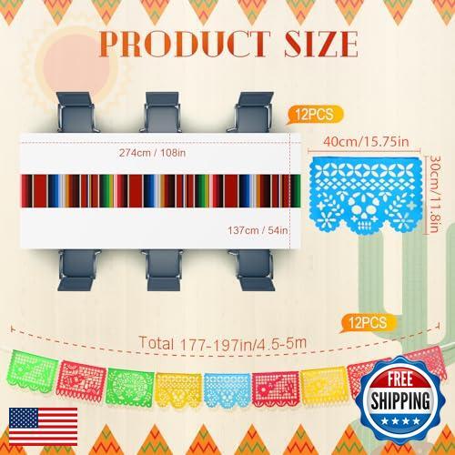 Preboun mexikanische Kunststofftischdecke und mexikanisches Papel Picado Banner Fiesta Par - Bild 2 von 5