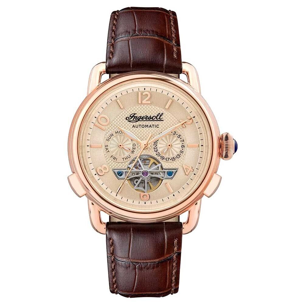 Ingersoll New England Automatic 44mm Rose Gold Case Brown Leather