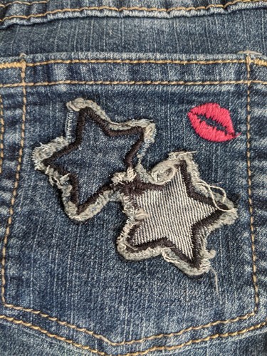 NWT Betsey Johnson Girls Sz 5 Star Embellished Med Wash 5 Pocket Zip Jeans Belt - Picture 8 of 13