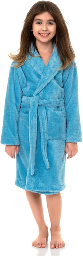 Girls Robe, Kids Plush Shawl Fleece Bathrobe - Picture 8 of 12