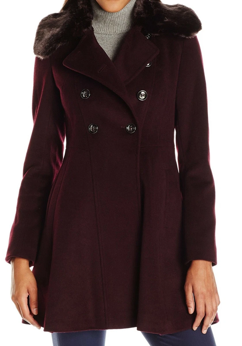 Burgundy fit shop and flare coat