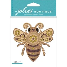 Crafts Stickers Jolee's Laser Cut Wood Bumble Bee Glitter Intricate Details Gold