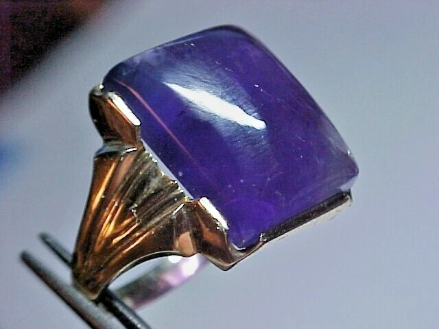 ANILLO DE PIEDRAS PRECIOSAS AMATISTA GEN ORO 10K AMARILLO 24,32ct 9,0 gr talla 12 L@@K cambio de color Foto 4 de 4