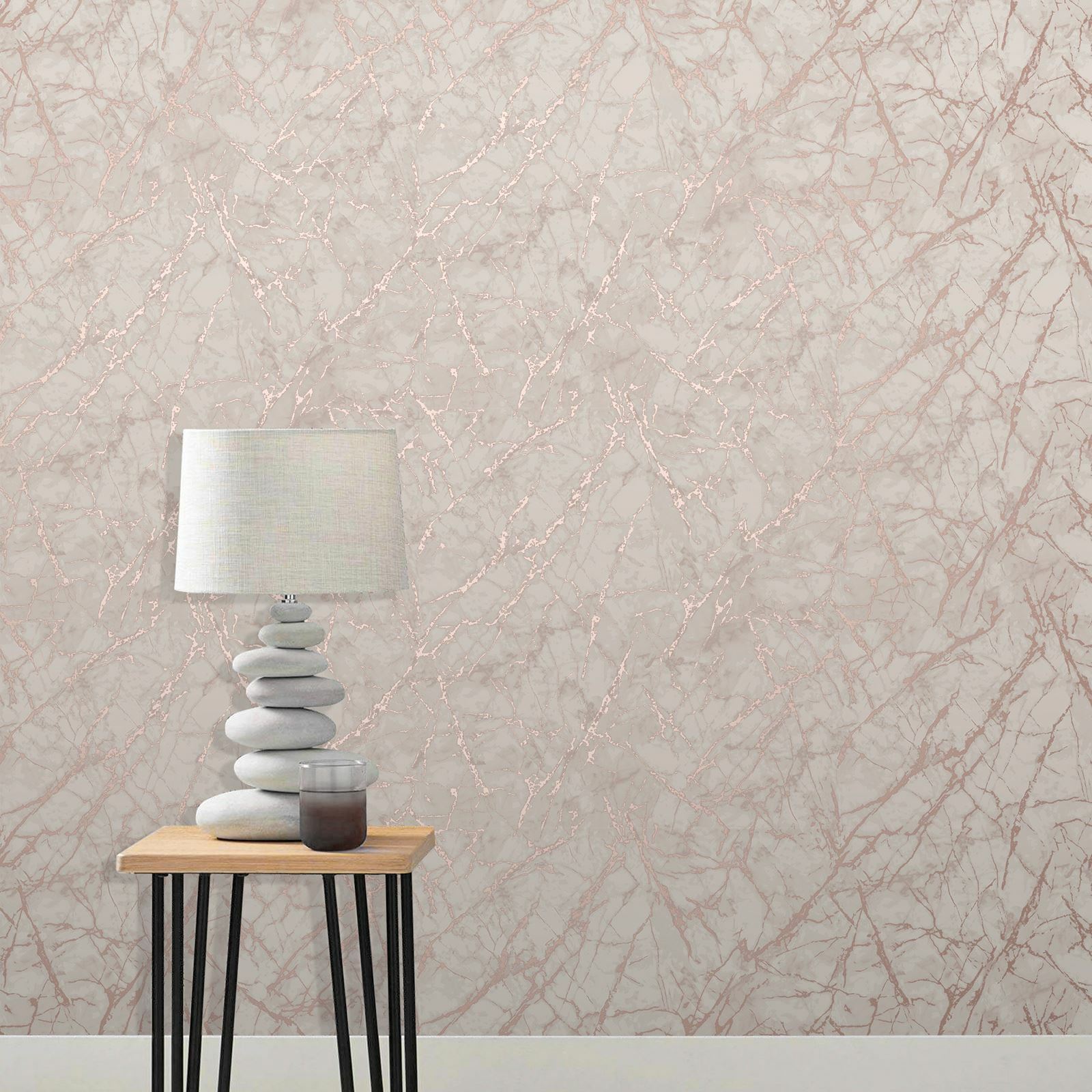 METALLIC MARBLE WALLPAPER ROSE GOLD FINE DECOR FD42268 LUXURY PINK eBay