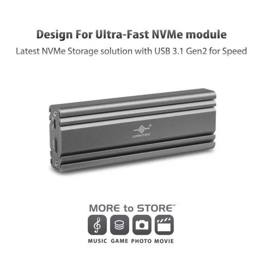 Vantec NST-206C3-SG NexStar SX M.2 NVMe SSD To USB 3.1 Gen 2 Type C Enclosure - Image 3 of 4