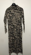M&S Animal Print Long Sleeve Button Shirt Dress UK 10 Regular £40 Lightweight