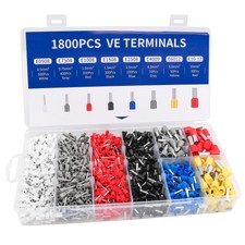 1800pcs Wire Copper Crimp Connector Kit AWG 22/20/18/16/14/12/10/8 Assorted I...
