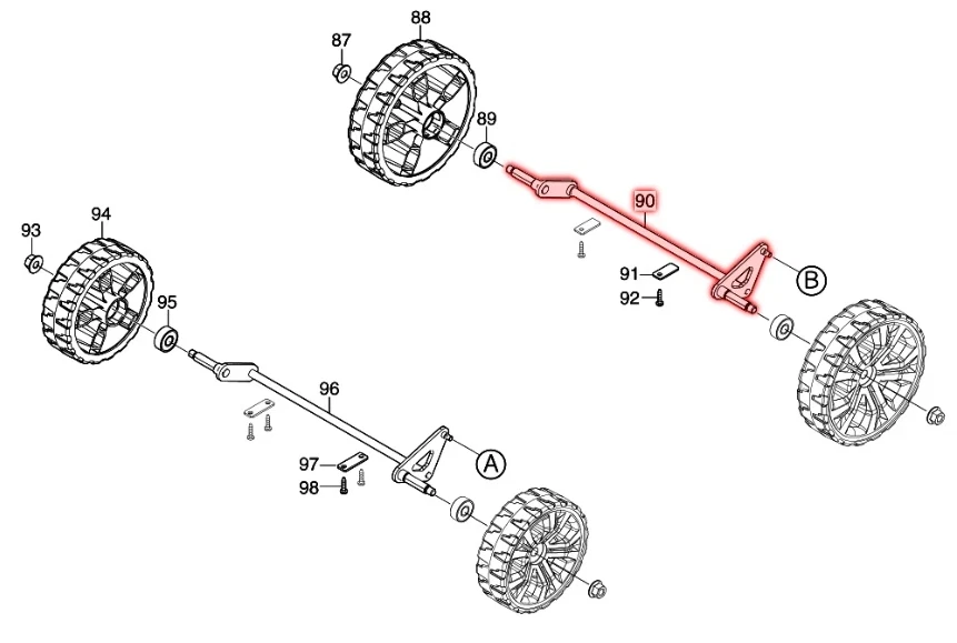 MAKITA® Hinterachse 162C98-4 für Akku-Rasenmäher DLM382 alt Nr  