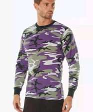 Rothco Long Sleeve Colored Camo T-Shirt - Ultra Violet Camo, X-Large NWT
