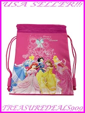 DISNEY PRINCESS PINK DRAWSTRING BAG BACKPACK TRAVEL STRING POUCH SCHOOL PE TOTE 