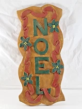 NOEL Wood Sign Rustic Primitive Style Christmas Decor  Wooden Bows & Holly