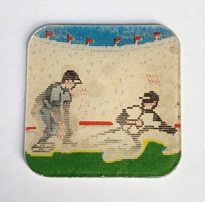 1958 Tilt Card Premium Cracker Jack Prize Toy Baseball Player Sliding Home