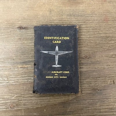 Vintage Beech Aircraft Corp ID Card Holder Beechcraft Kansas City 1950s Bifold