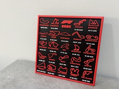 F1 Rennstrecke 2026 Kalender Formel 1 Wandbild Motorsport Rennen Geschenk 3D