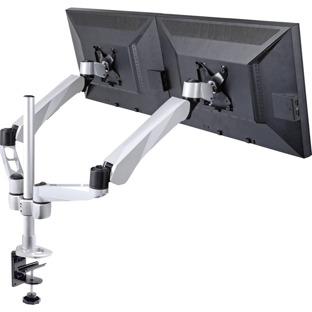 Support de table pour écran SpeaKa SP-3947568 double bras rotatif en acier noir