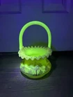 Fenton Burmese Hand Painted 7.5” Basket