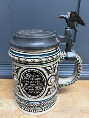 Heidelberg Keramik Deckel Bierstein Zinndeckel mit Adler 