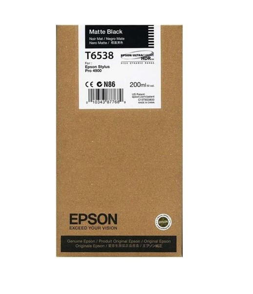 Original Epson T6538 Schwarz Matt Stylus Pro 4900 200Ml Ovp Datum 10/2019-image