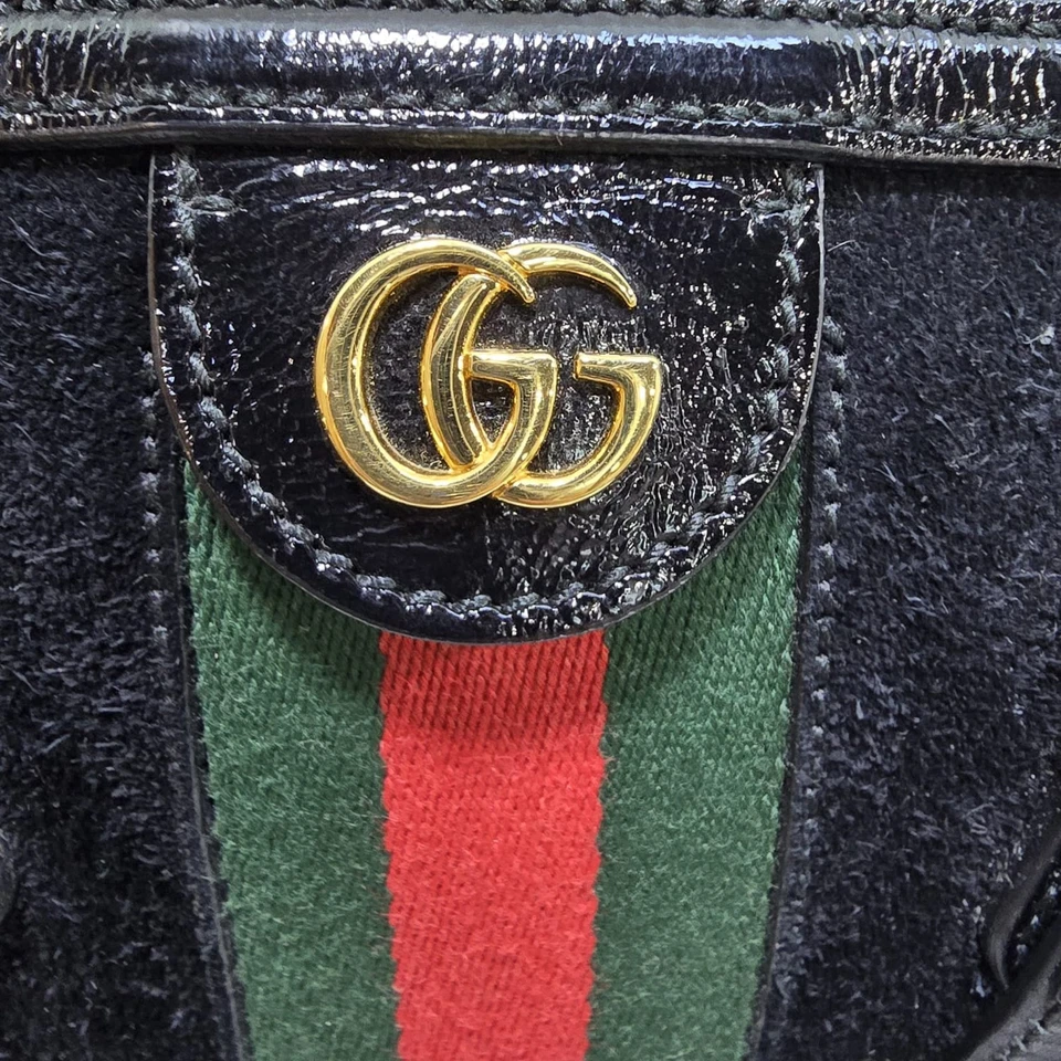 Bolsa Gucci Ophidia Dome média alça superior feminina em camurça preta M