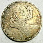 1940 Canada Silver Quarter 25¢ King George VI 80% Silver