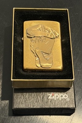 Vintage 1996 Barrett Smythe Full House Surprise Brass Zippo 