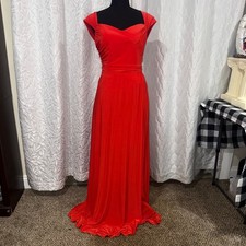C5 RSVP Dark Orange Red Formal Bridesmaid Maxi Dress Train Size 14 Elegant prom