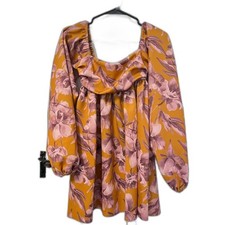 ASOS Design Square Neck smock babydoll mini dress water color floral size 4