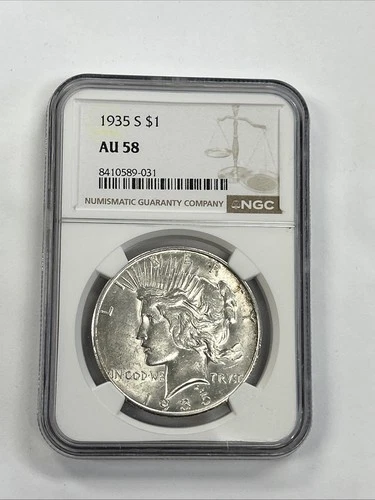 1935 S PEACE DOLLAR NGC VERY CHOICE AU 58