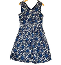Seasalt Womens Blue Cotton Sleeveless Dress UK 12 Fit & Flare Summer Dress
