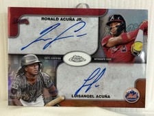 2025 Topps Chrome Dual Autograph Luisangel & Ronald Acuna Red /25 On Card 🔥 SSP