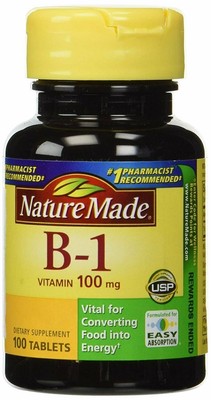 Nature Made Vitamin B1 100mg Dietary Supplement Energy Support 100 ct Pack of 2