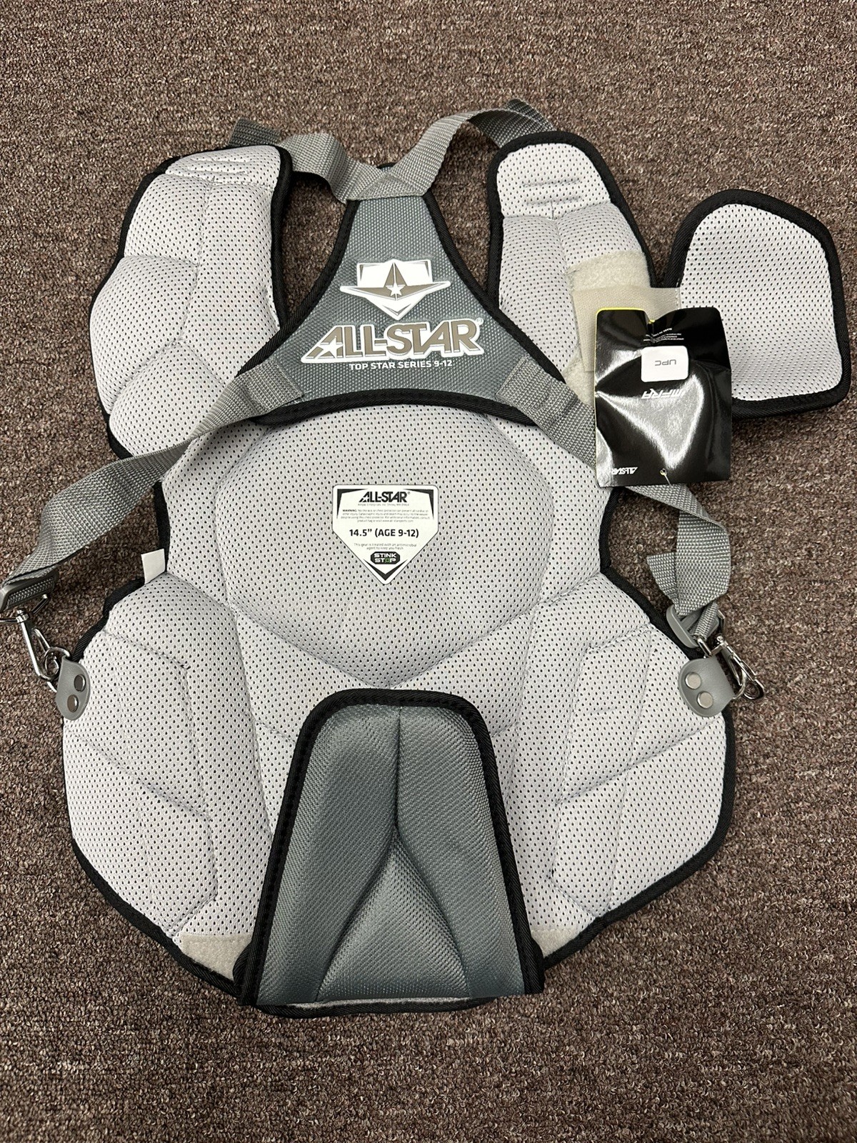 All Star Top Star Youth Ages 10-12 Baseball Catchers Gear Set - Graphite Grey