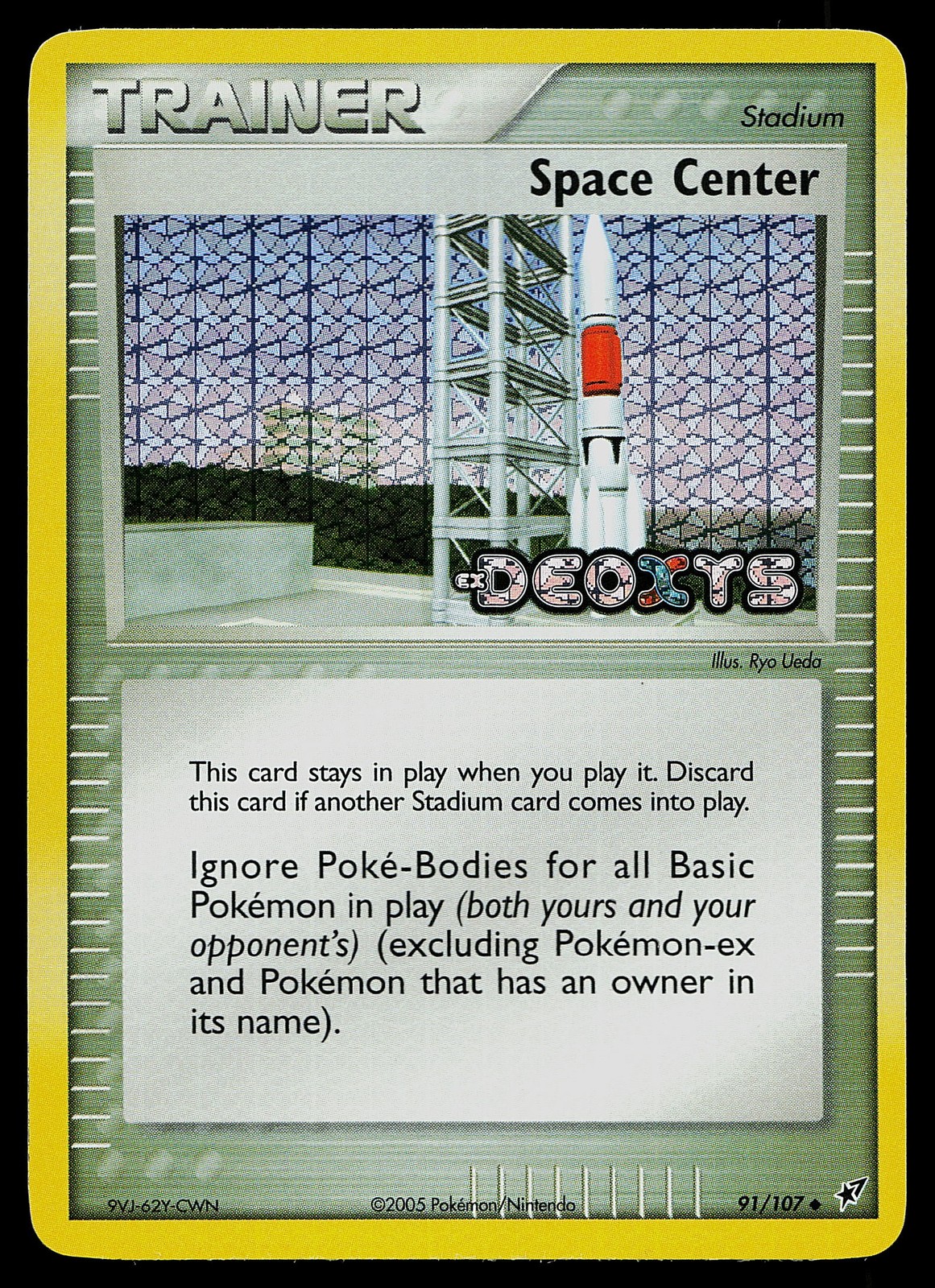 Pokemon Card - Space Center Deoxys 91/107 Uncommon Reverse Holo STAMPED