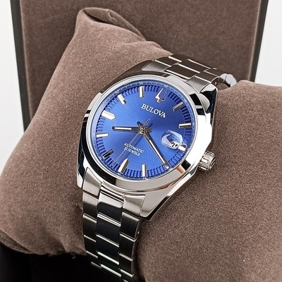 #ad Men#x27;s Bulova Classic Surveyor 96B436 Blue Dial Stainless Steel Automatic Watch $225.90