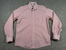 Brooks Brothers Dress Shirt Mens Medium Pink White Stripes Classiccore Ivy Prep