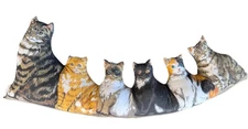 Vintage Cat Kittens Door Draft Stopper Fabric Plush Pillow Realistic Decor