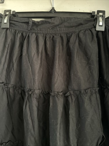 Jason Wu Damen Rüschen Boho Bein Schlitz Cutout Midi Rock schwarz gefüttert Gr. M - Bild 3 von 11